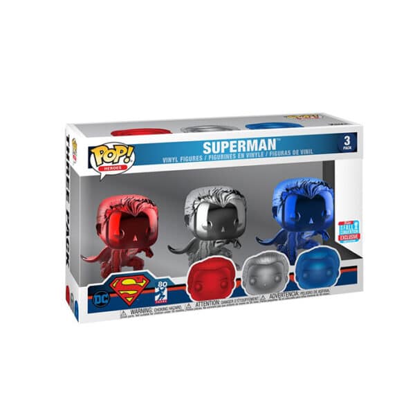 FUNKO POP MOVIES: JUSTICE LEAGUE 3PK SUPERMAN (LANDING) (CHROME) CONVENTION 2018